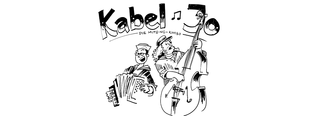 Karikatur mit den bandmitgieldern und eren Instrumente