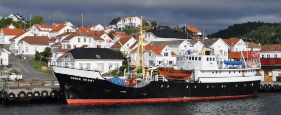 Foto des Schiffes an einer Promenade liegend
