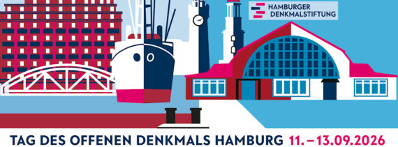 Grafik mit Hafen, Schiffen und Text zur Veranstaltung
